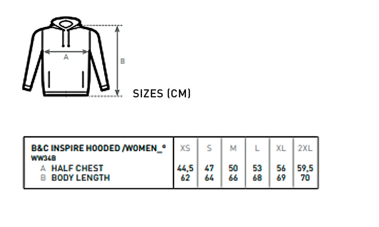 Size Chart in cm - Größe | Brustweite | Länge - XS | 44,5 | 62 - S | 47 | 64 - M | 50 | 66 - L | 53 | 68 - XL | 56 | 69 - 2XL | 59,5 | 70