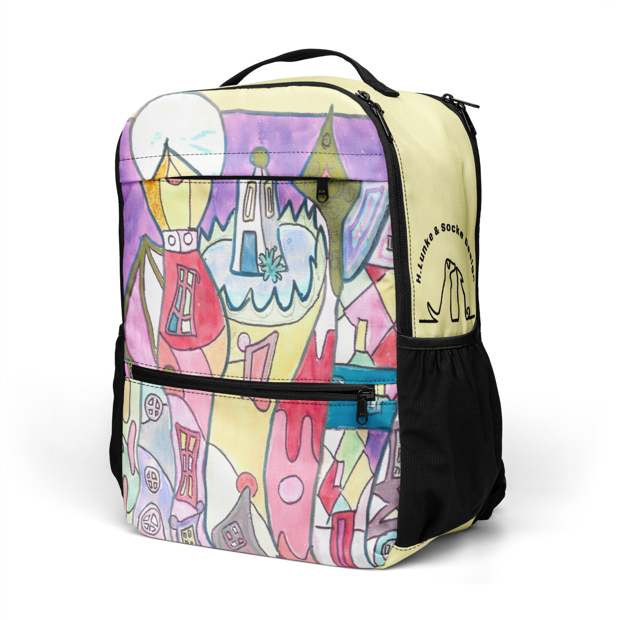 Allzweck-Rucksack - Motiv Stadt mit Mond – Bild 5