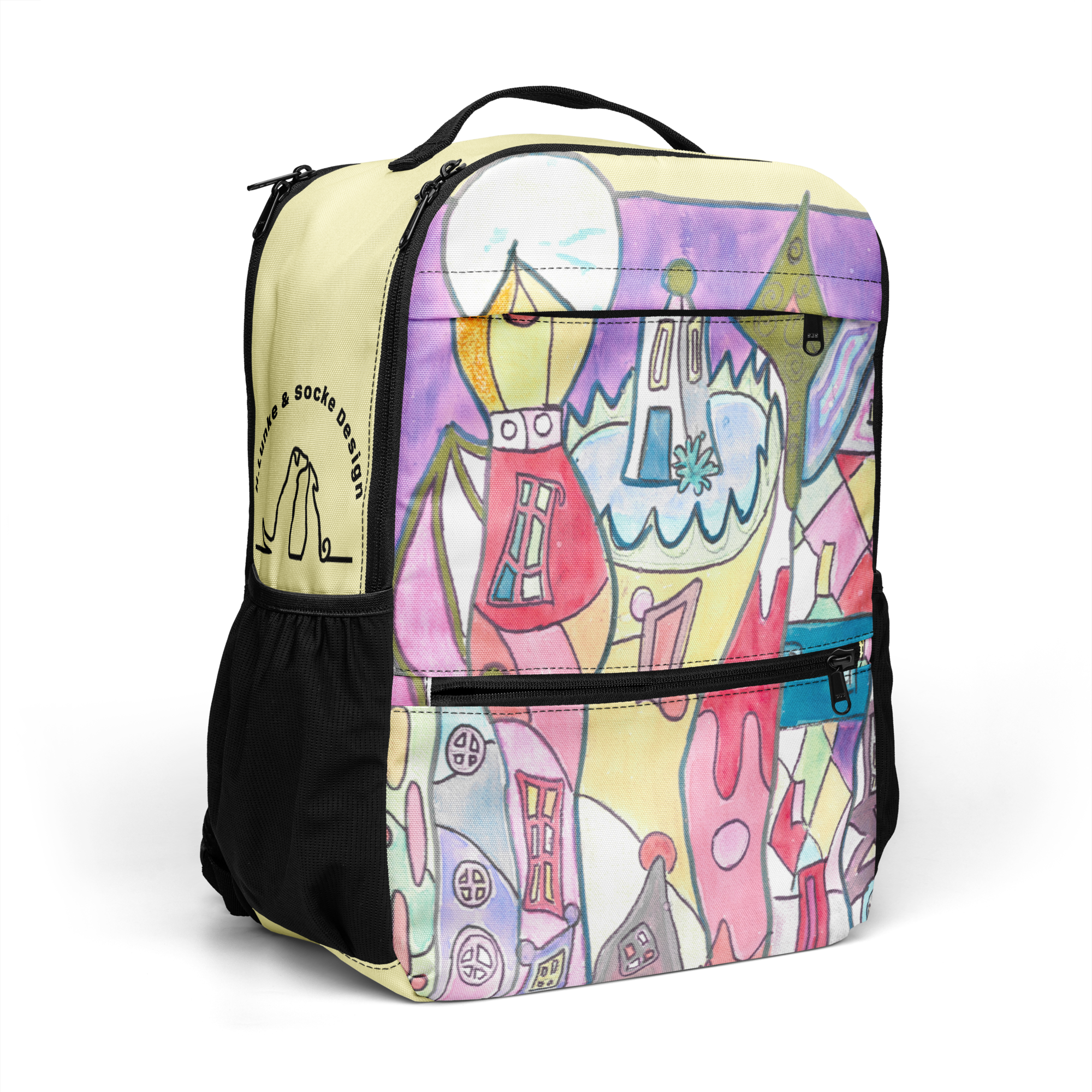 Allzweck-Rucksack - Motiv Stadt mit Mond – Bild 7