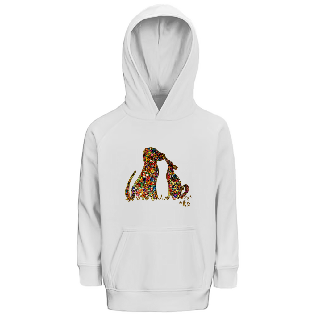 Kinder Premium Bio Hoodie Blumenhunde - Motiv vorne – Bild 2
