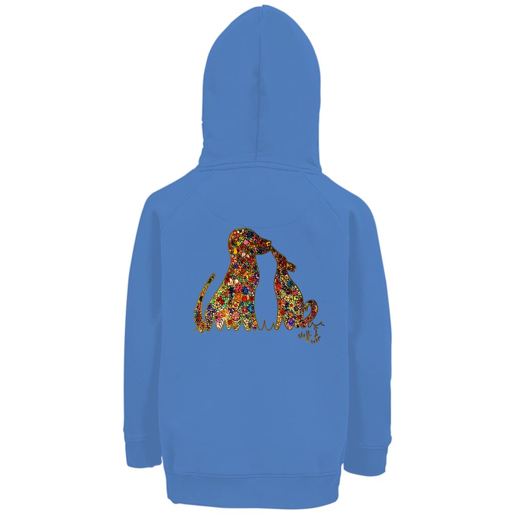 Kinder Premium Bio Hoodie Blumenhunde - Motiv hinten – Bild 3
