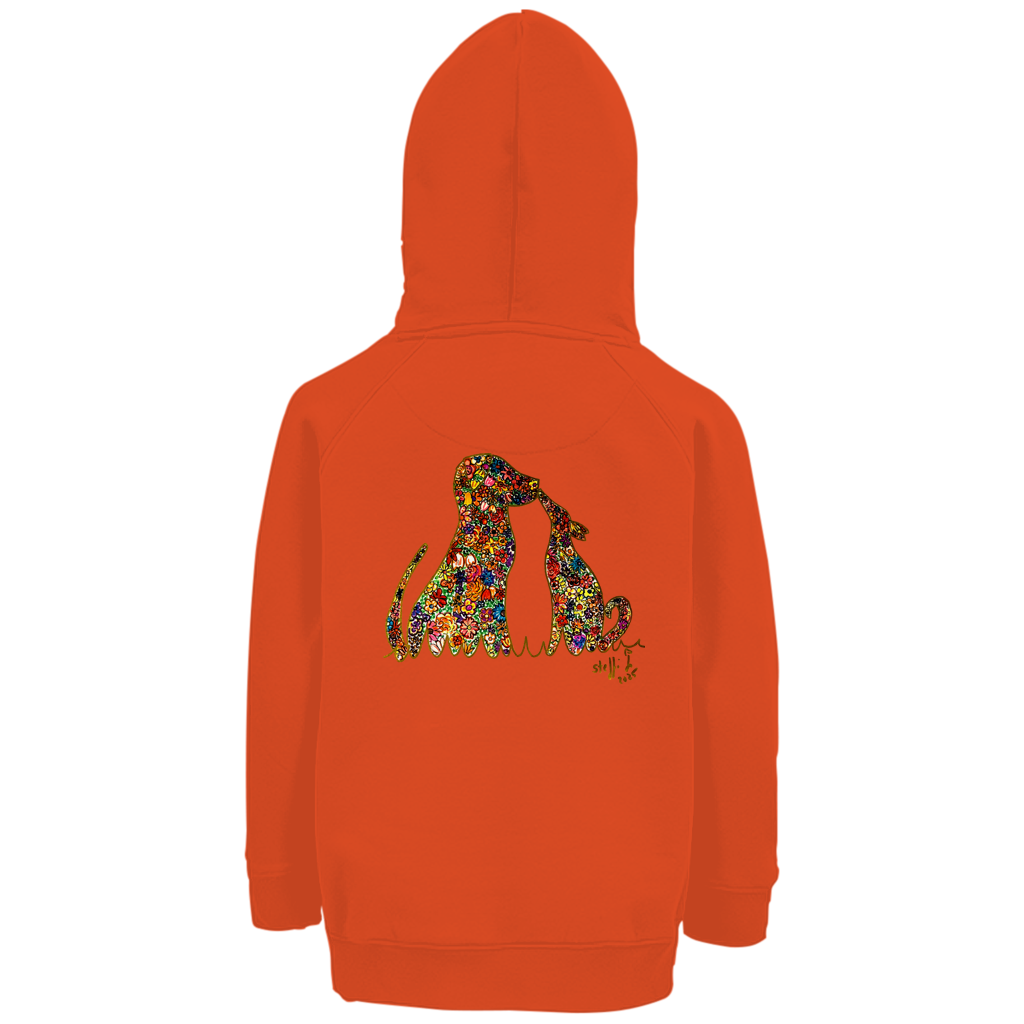 Kinder Premium Bio Hoodie Blumenhunde - Motiv hinten – Bild 4