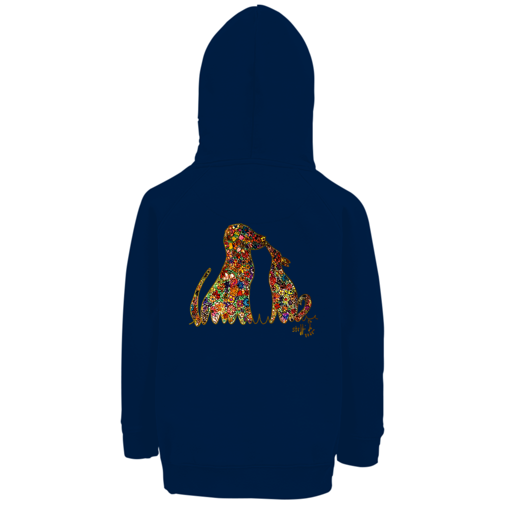 Kinder Premium Bio Hoodie Blumenhunde - Motiv hinten – Bild 5