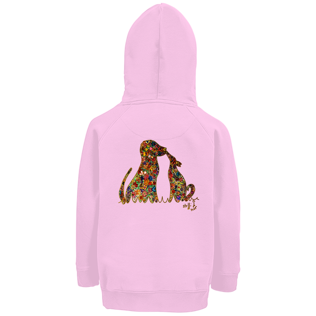 Kinder Premium Bio Hoodie Blumenhunde - Motiv hinten – Bild 6
