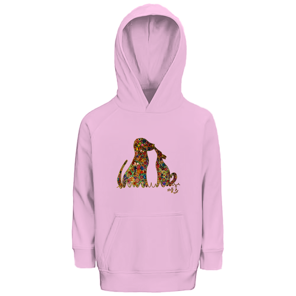 Kinder Premium Bio Hoodie Blumenhunde - Motiv vorne – Bild 6