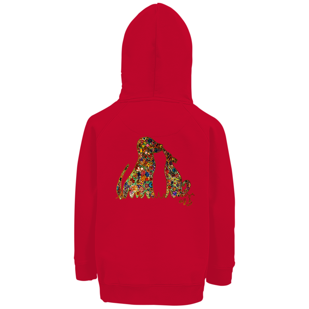 Kinder Premium Bio Hoodie Blumenhunde - Motiv hinten – Bild 7