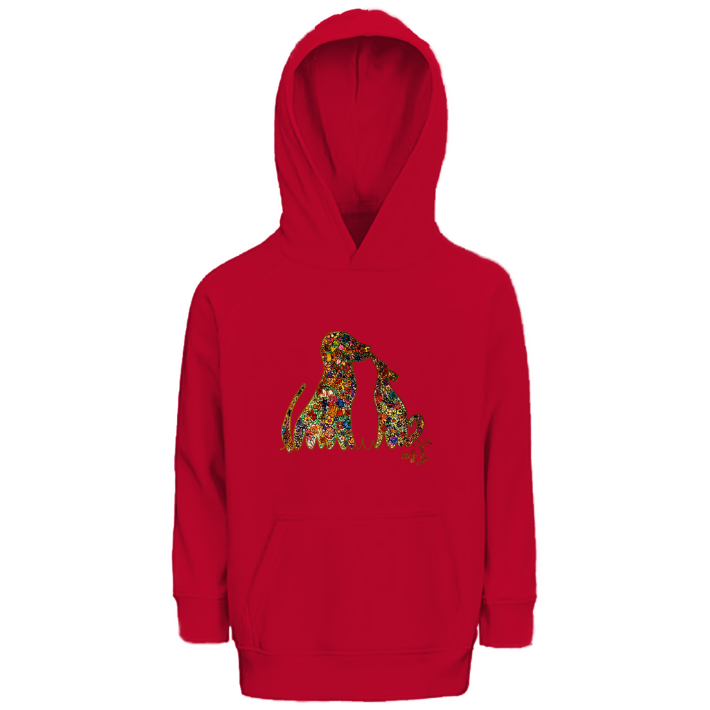 Kinder Premium Bio Hoodie Blumenhunde - Motiv vorne – Bild 7