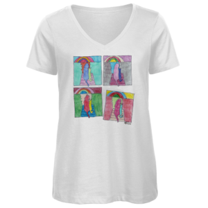 Damen Premium Bio V-Neck T-Shirt PastellHunde