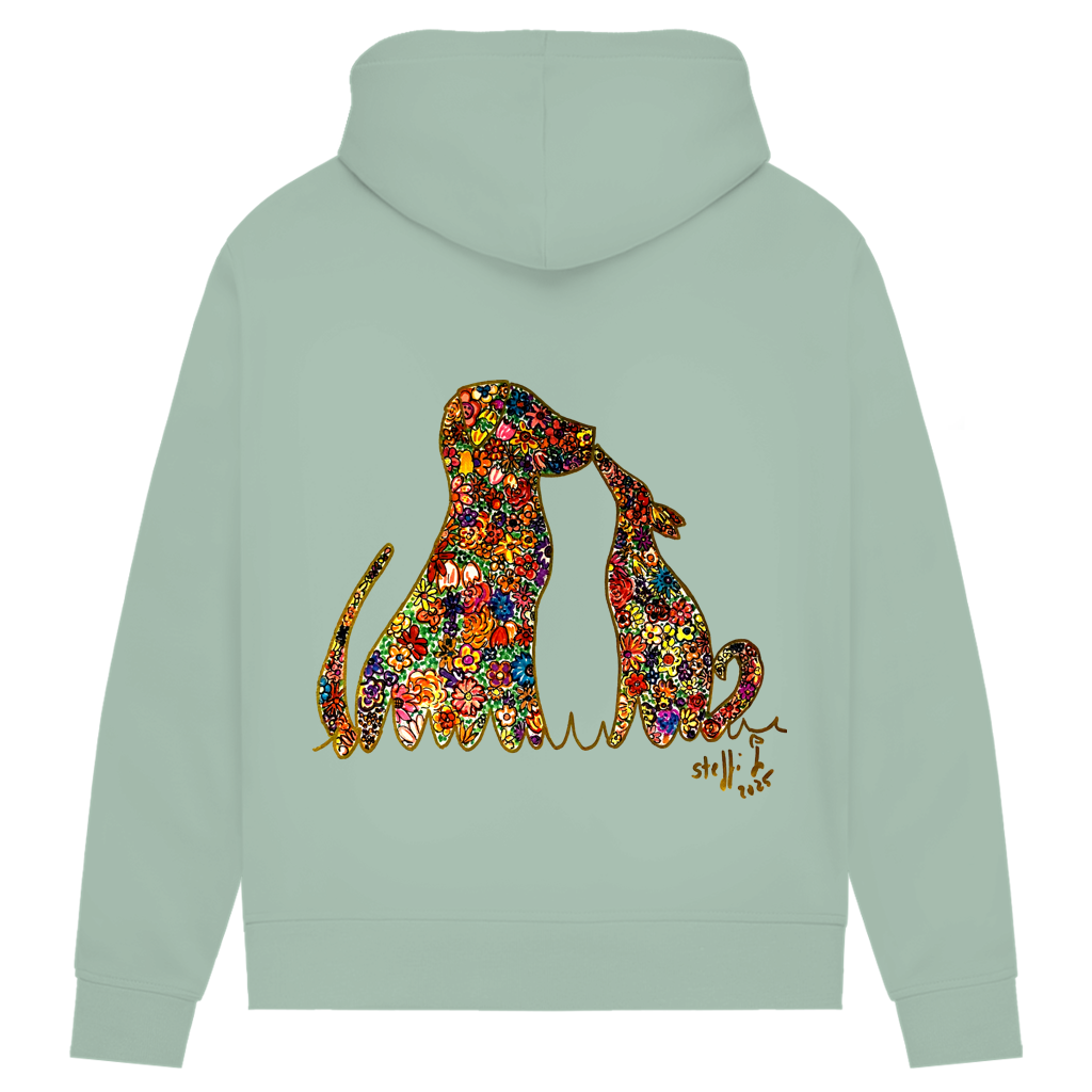 Damen Premium Bio Hoodie Blumenhunde – Bild 2