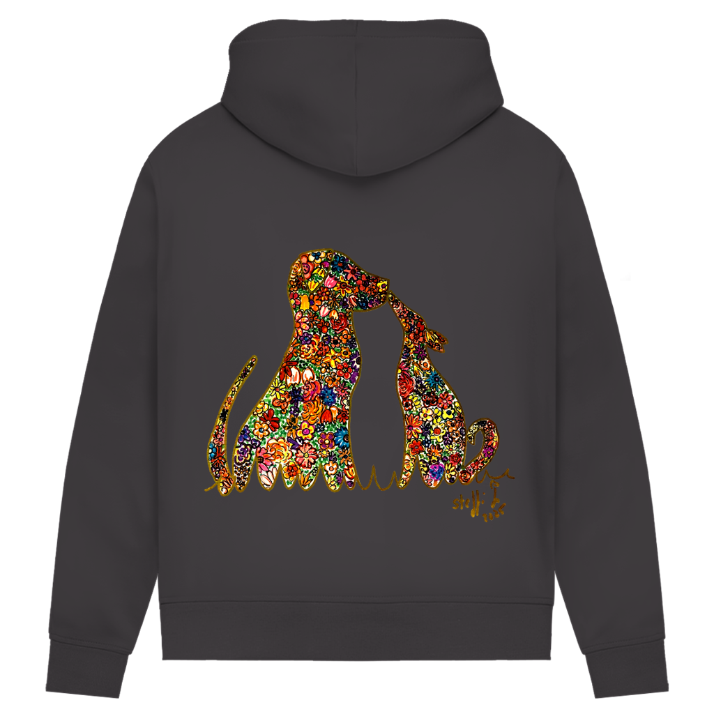 Damen Premium Bio Hoodie Blumenhunde – Bild 3