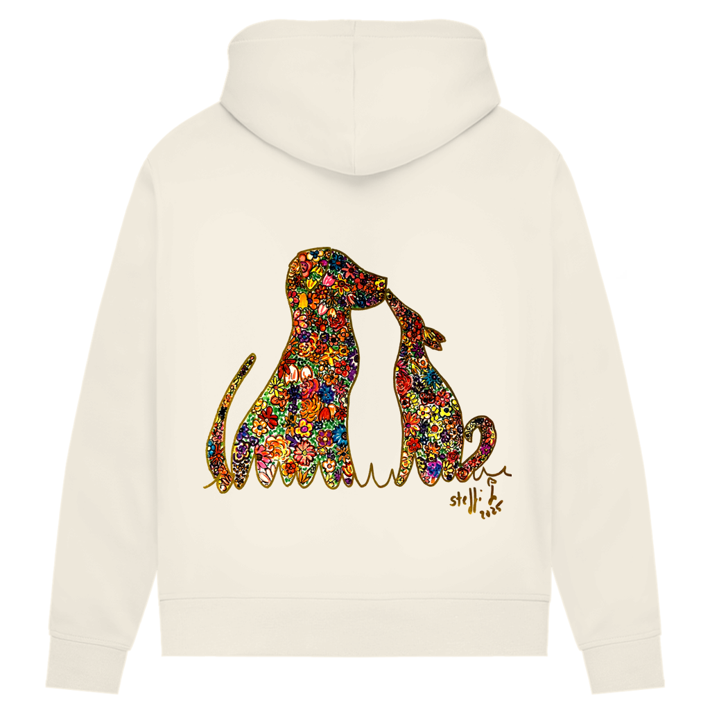 Damen Premium Bio Hoodie Blumenhunde – Bild 6