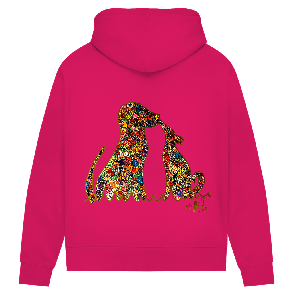 Damen Premium Bio Hoodie Blumenhunde – Bild 7