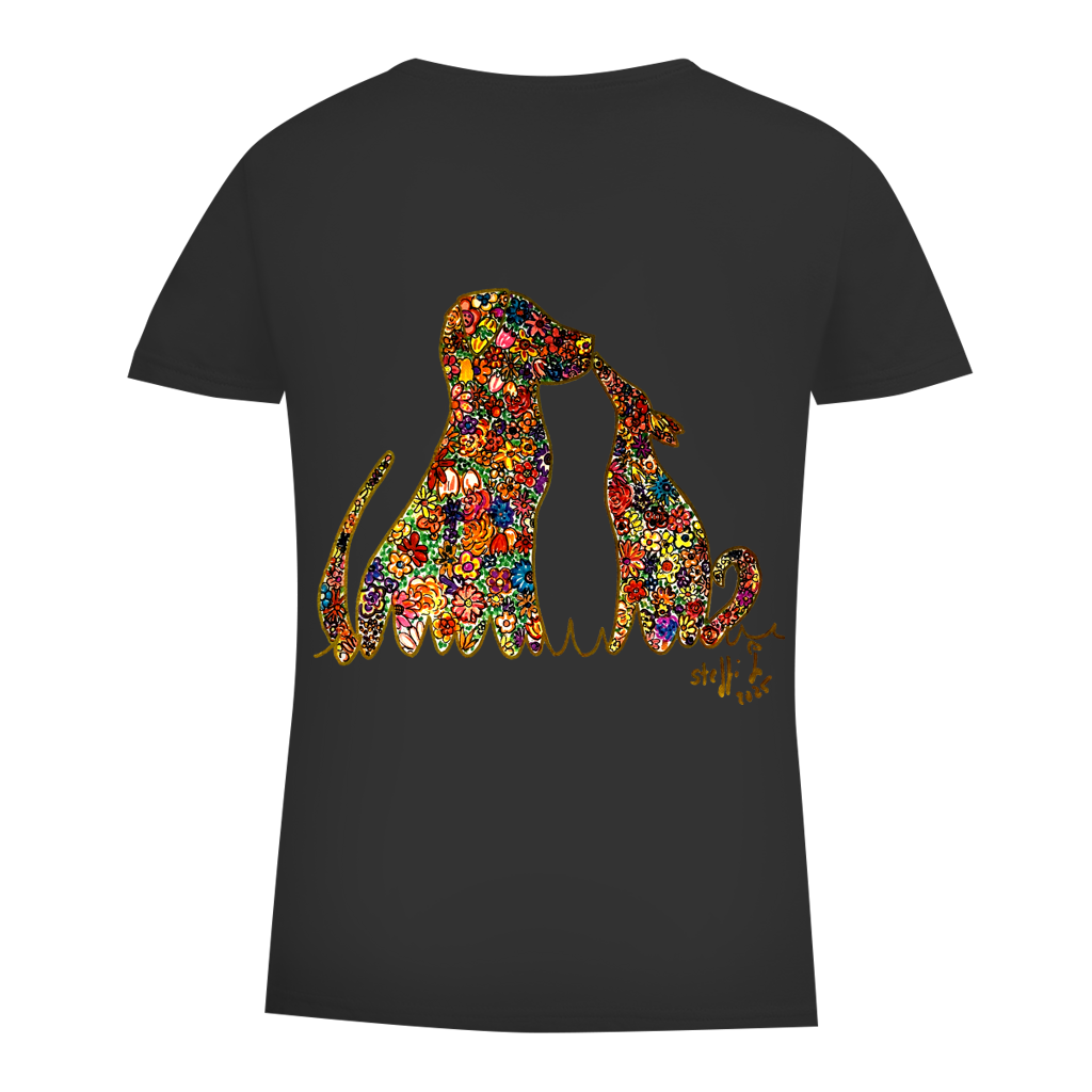 Damen Premium Bio T-Shirt Blumenhunde – Bild 6