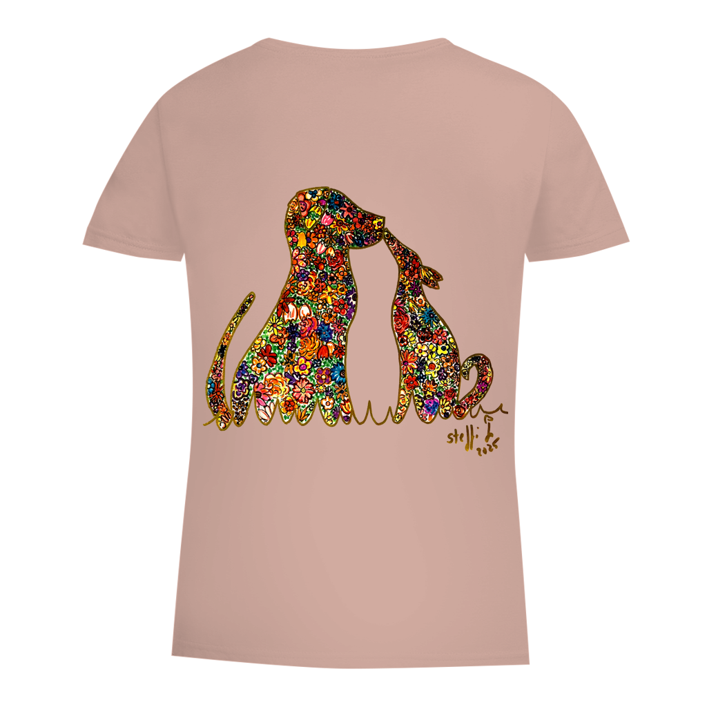 Damen Premium Bio T-Shirt Blumenhunde – Bild 8