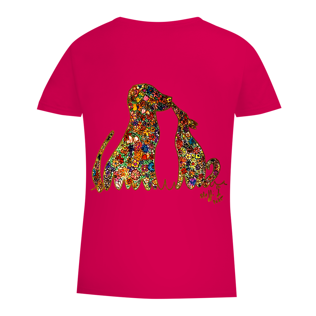 Damen Premium Bio T-Shirt Blumenhunde – Bild 10