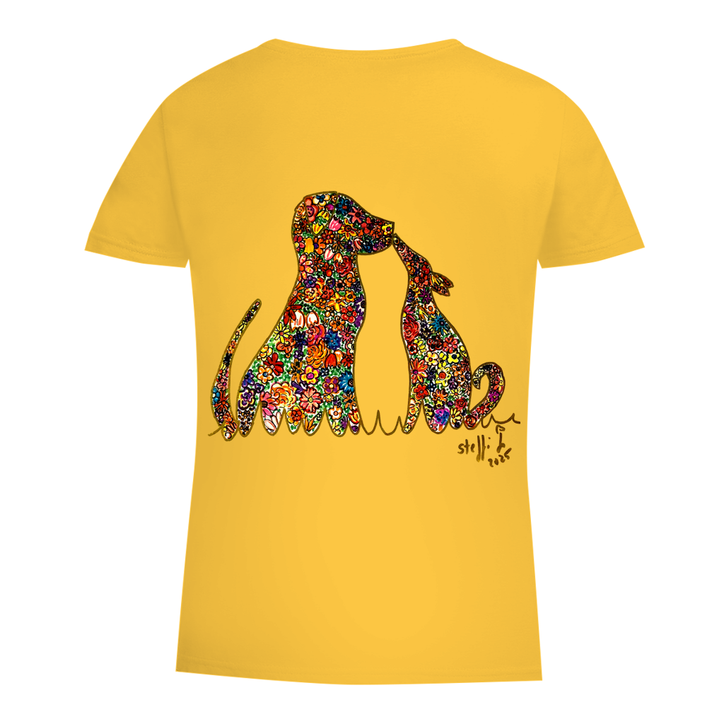 Damen Premium Bio T-Shirt Blumenhunde – Bild 12