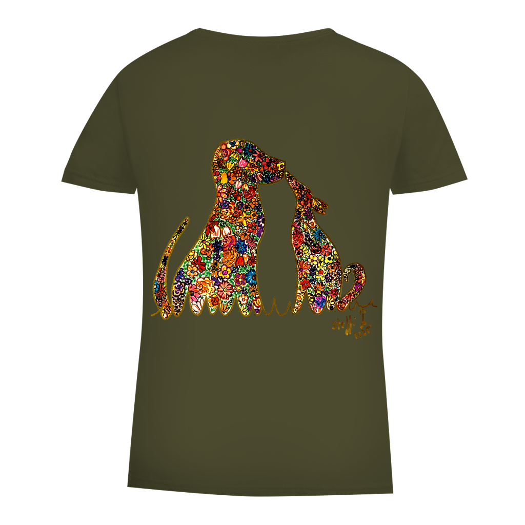 Damen Premium Bio T-Shirt Blumenhunde – Bild 14