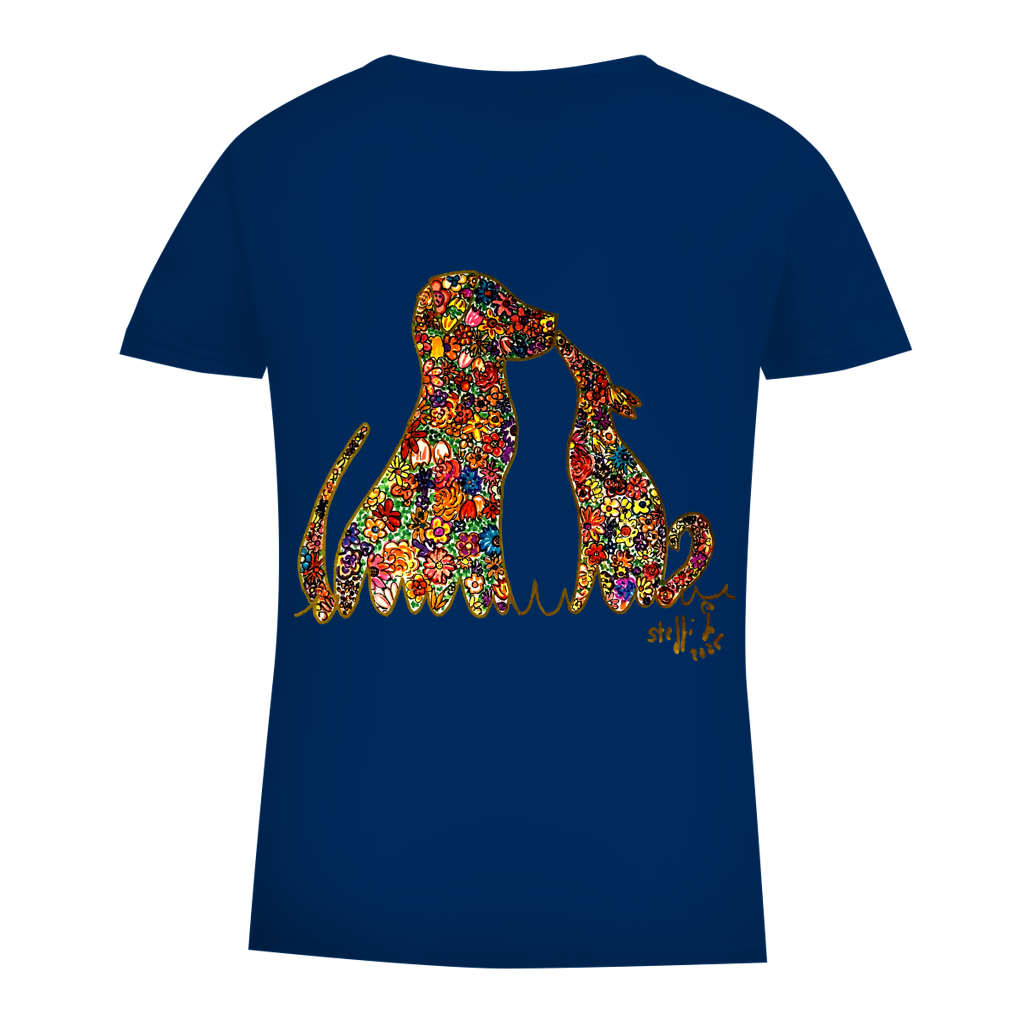 Damen Premium Bio T-Shirt Blumenhunde – Bild 16