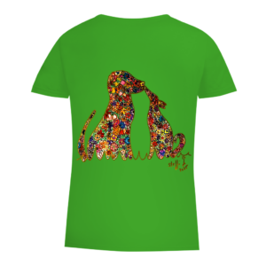 Damen Premium Bio T-Shirt Blumenhunde
