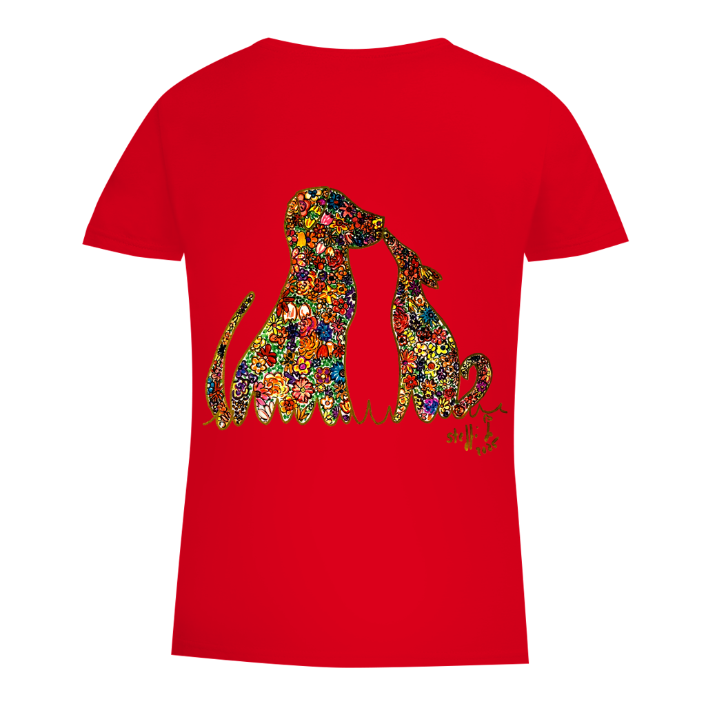 Damen Premium Bio T-Shirt Blumenhunde – Bild 18