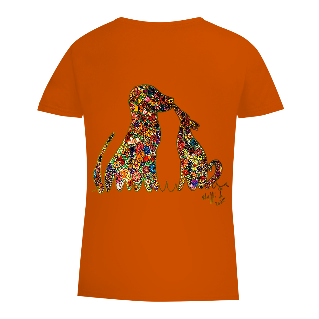 Damen Premium Bio T-Shirt Blumenhunde – Bild 24
