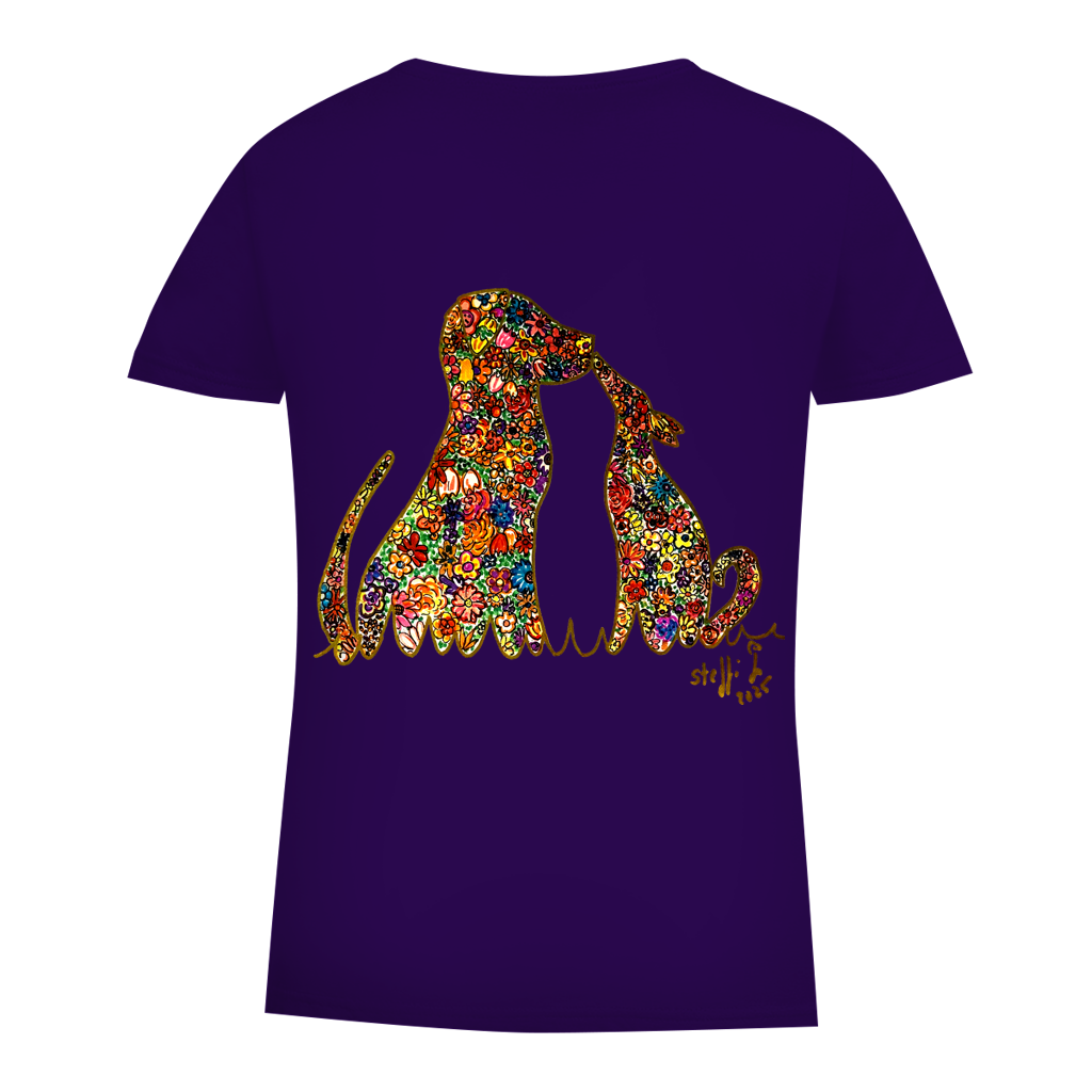 Damen Premium Bio T-Shirt Blumenhunde – Bild 26