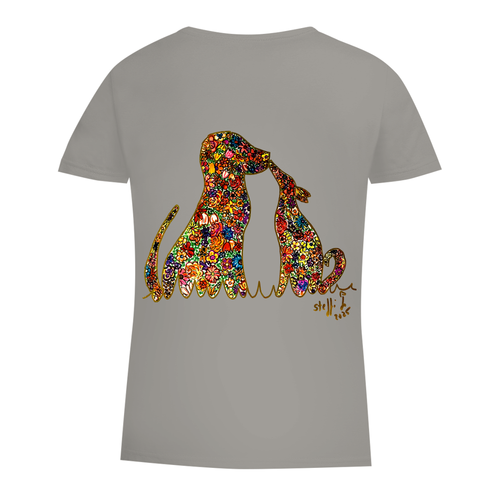 Damen Premium Bio T-Shirt Blumenhunde – Bild 30