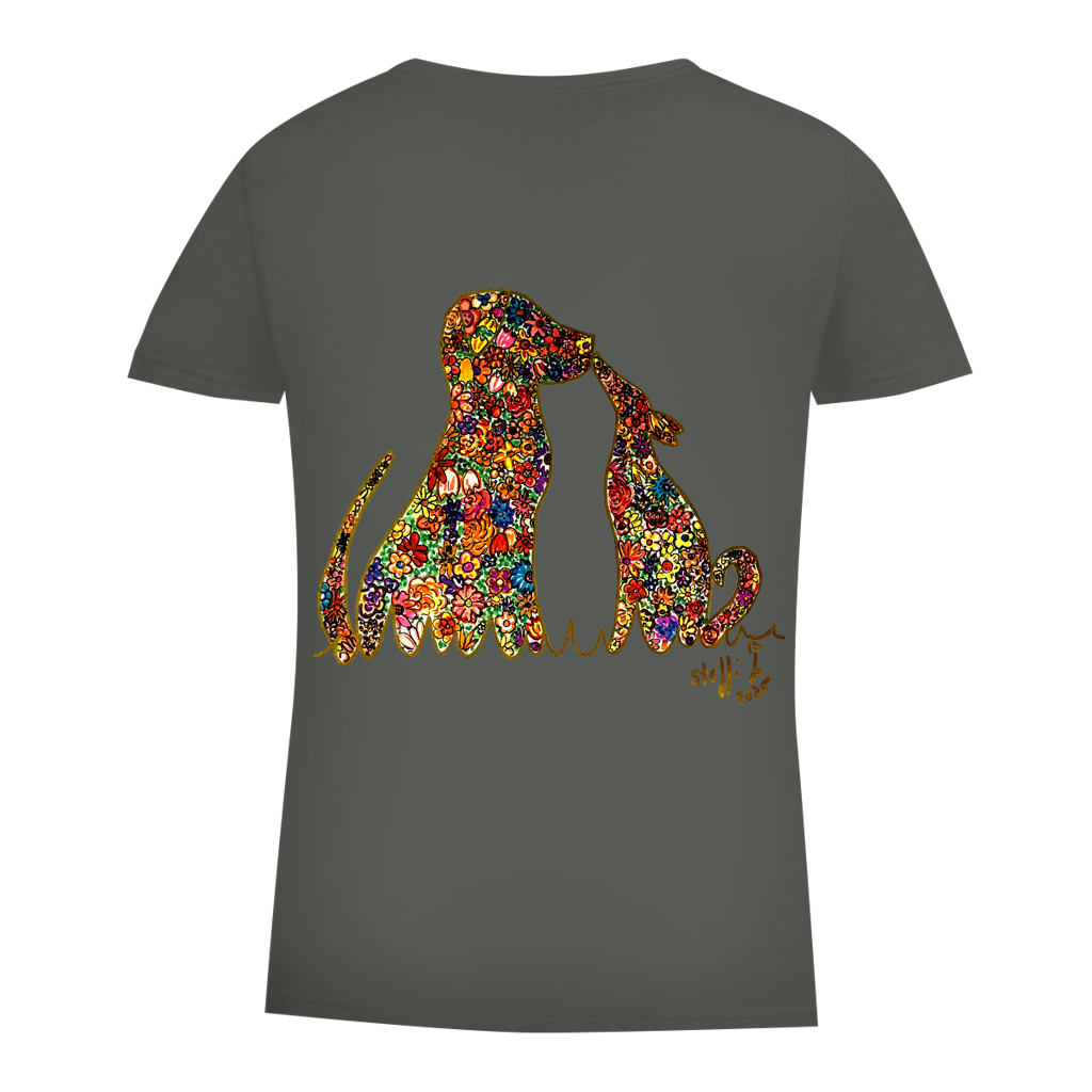 Damen Premium Bio T-Shirt Blumenhunde – Bild 32
