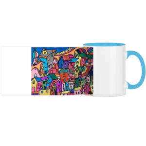 Panorama Tasse zweifarbig Häuser mit Zug