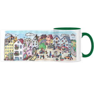 Panorama Tasse zweifarbig Dorfplatz