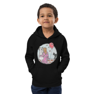 Öko-Kapuzenpullover für Kinder - Motiv Ziege - Druck vorne