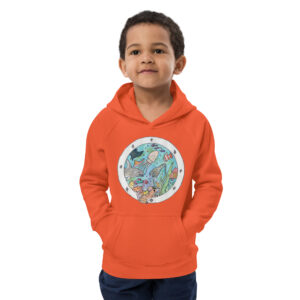 Öko-Kapuzenpullover für Kinder - Motiv Bullauge - Druck vorne