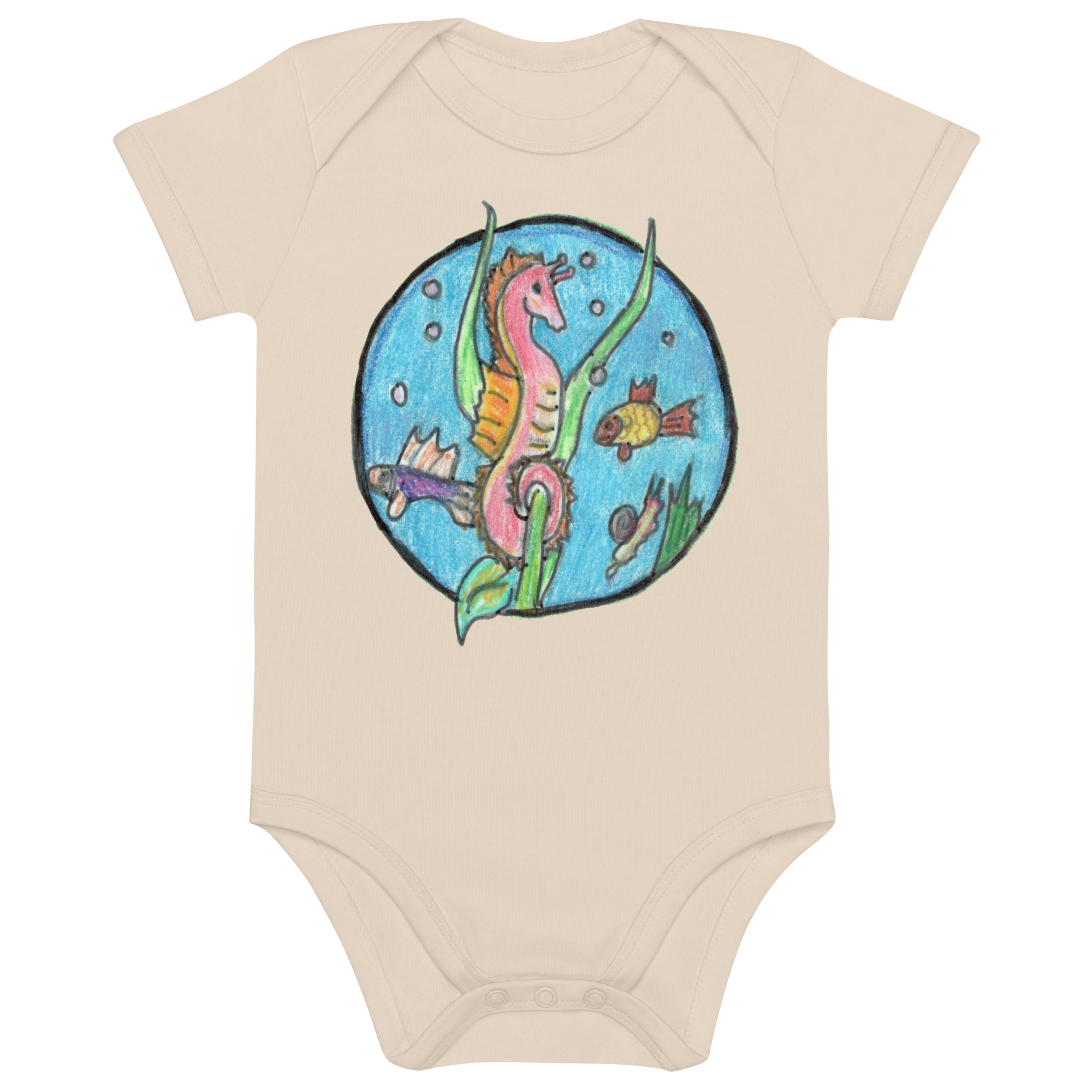 Babystrampler aus Bio-Baumwolle - Motiv Seepferdchen – Bild 2