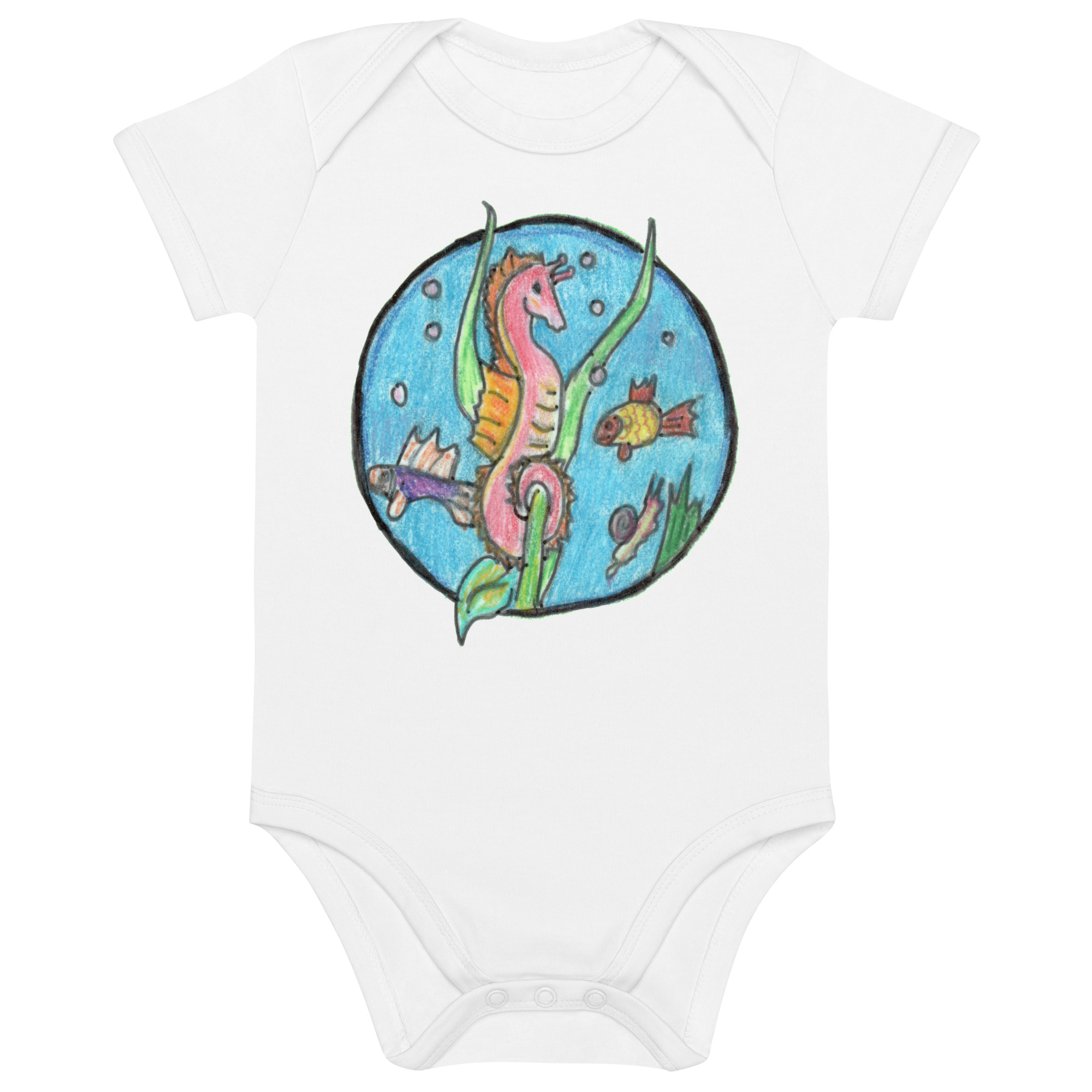 Babystrampler aus Bio-Baumwolle - Motiv Seepferdchen – Bild 3