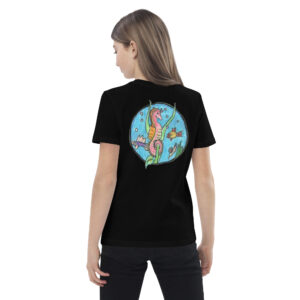 Bio-Baumwoll-T-Shirt für Kinder - Motiv Seepferdchen - Druck hinten