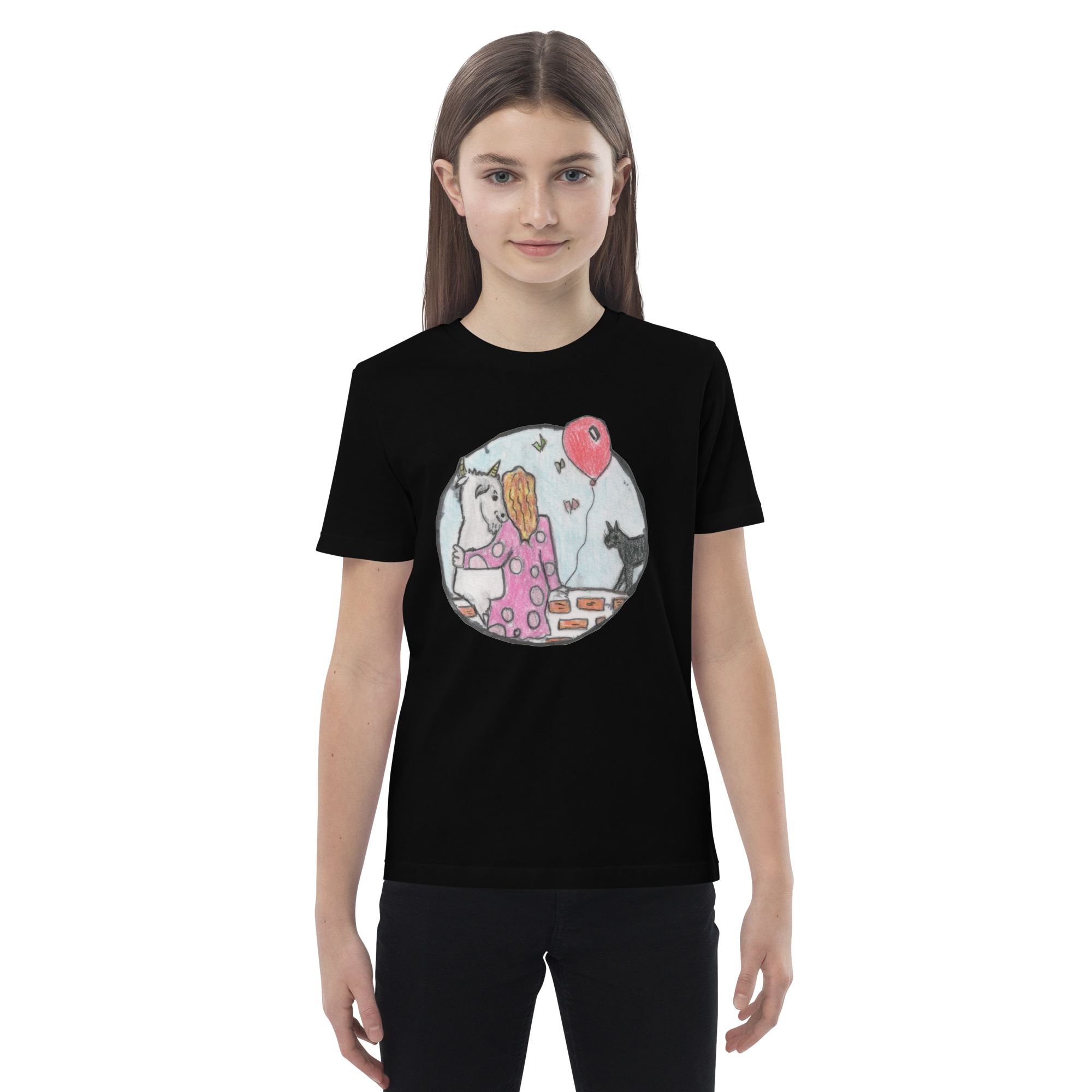 Bio-Baumwoll-T-Shirt für Kinder - Motiv Ziege - Druck vorne