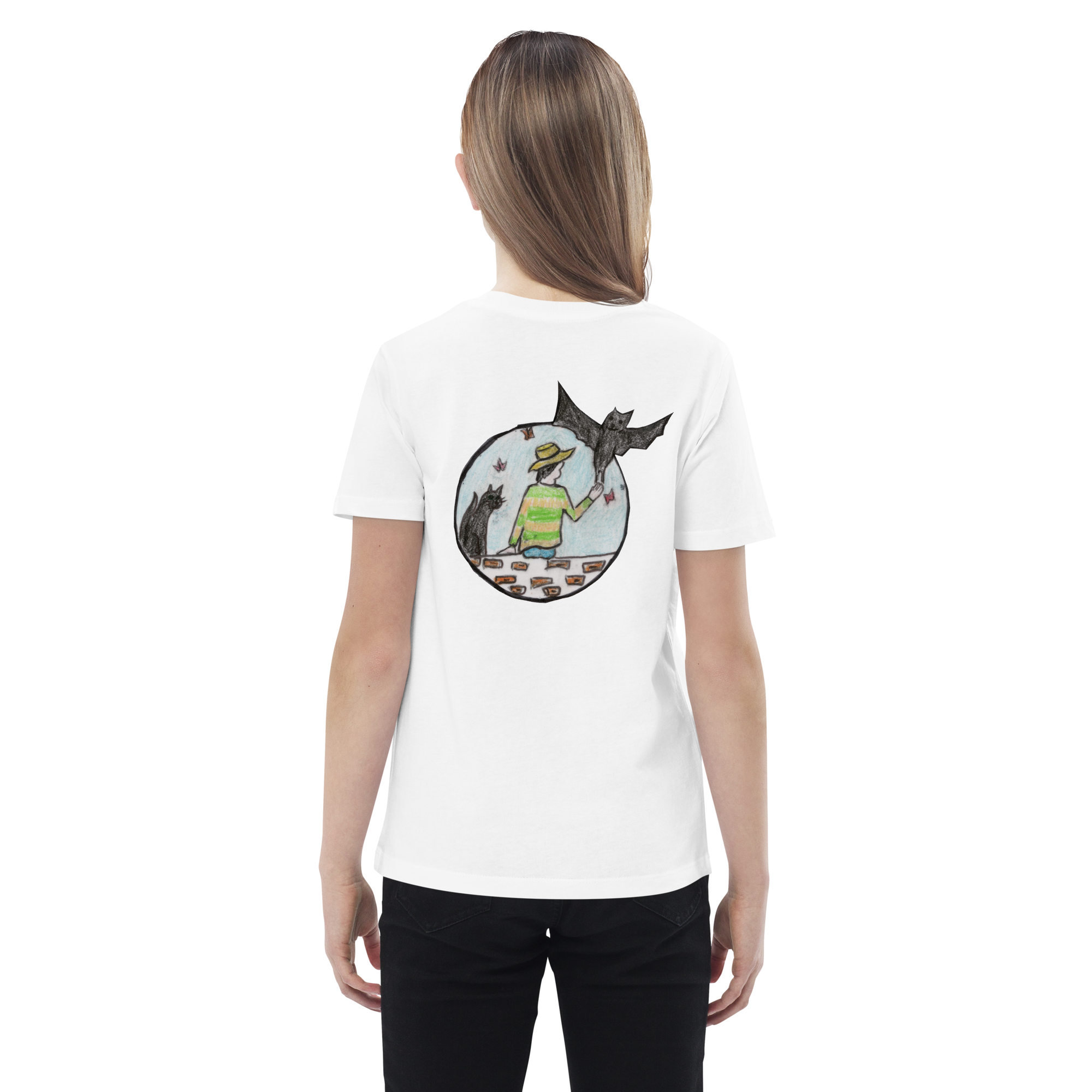 Bio-Baumwoll-T-Shirt für Kinder - Motiv Fledermaus - Druck hinten – Bild 6