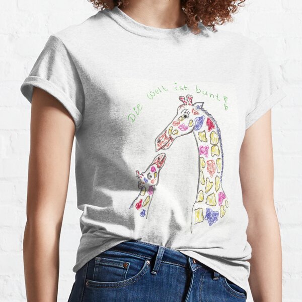 T-Shirt mit Motiv Die Welt ist Bunt Giraffe